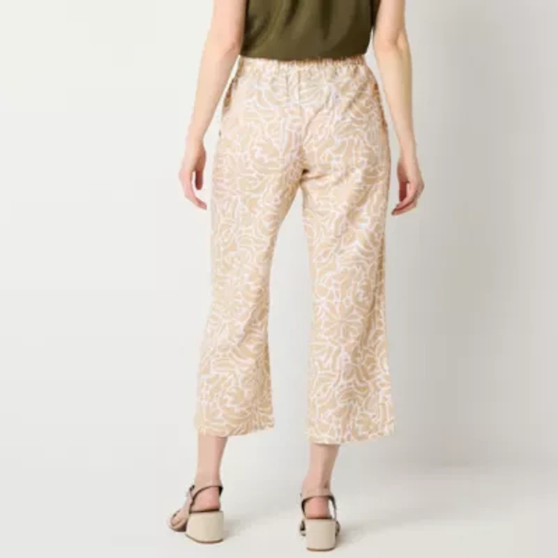 Liz Claiborne Womens Wide Leg Mid Rise Pull-On Pant