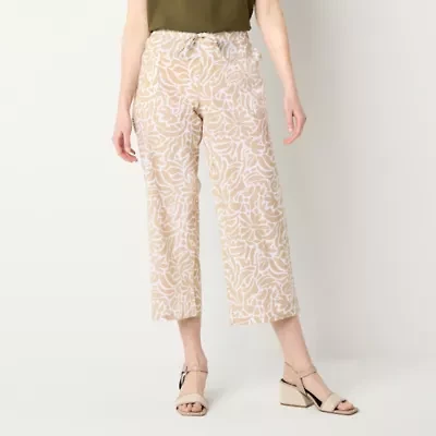 Liz Claiborne Womens Wide Leg Mid Rise Pull-On Pant
