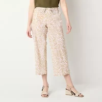 Liz Claiborne Womens Wide Leg Mid Rise Pull-On Pant