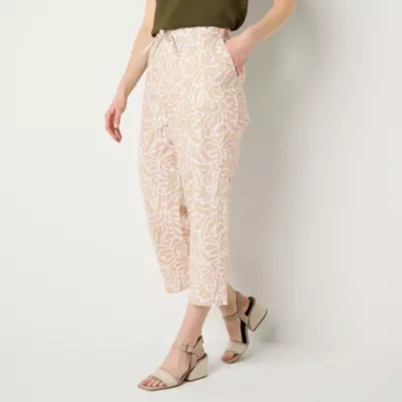 Liz Claiborne Womens Wide Leg Mid Rise Pull-On Pant