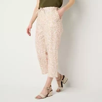 Liz Claiborne Womens Wide Leg Mid Rise Pull-On Pant