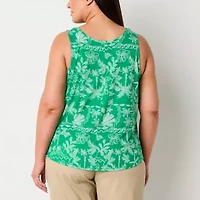 St. John's Bay Womens Plus Scoop Neck Sleeveless Tank Top
