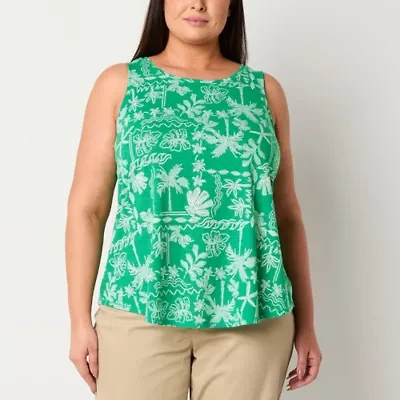 St. John's Bay Womens Scoop Neck Sleeveless Plus Tank Top