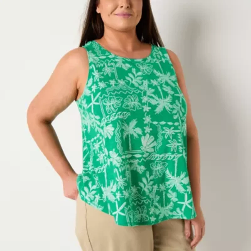 St. John's Bay Womens Scoop Neck Sleeveless Plus Tank Top