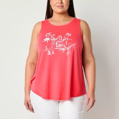 St. John's Bay Womens Scoop Neck Sleeveless Plus Tank Top