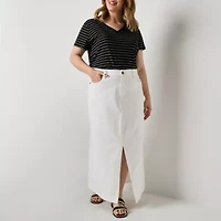 a.n.a Womens Plus High Rise Long Denim Skirt