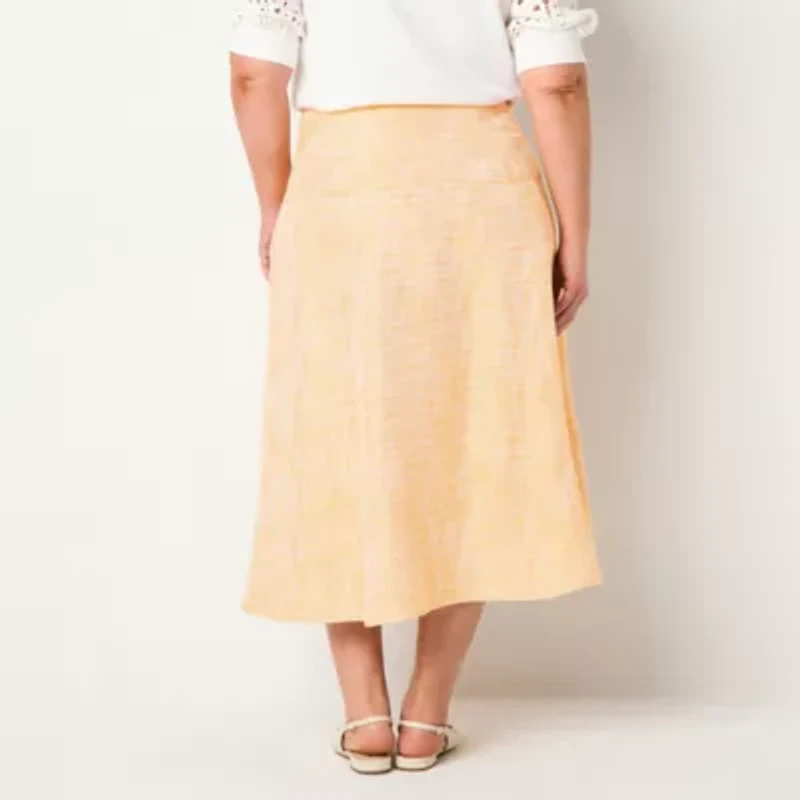 Liz Claiborne Boucle Womens Mid Rise Midi Full Skirt Plus