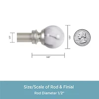 Kenney Jillian Petite Marble Ball 1/2 Adjustable Curtain Rod