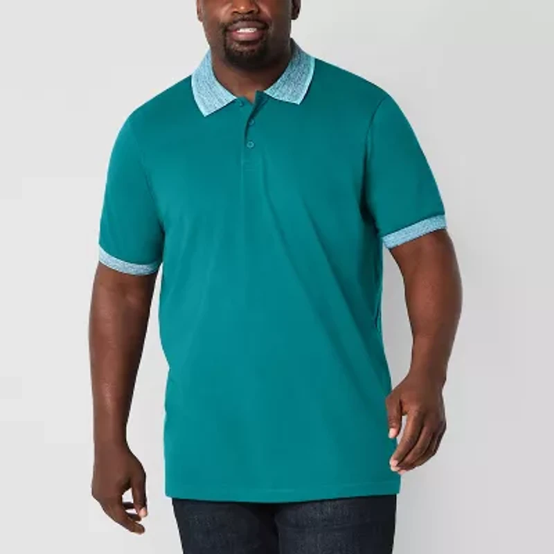 Shaquille O'Neal XLG Slub Collar Big and Tall Mens Regular Fit Short Sleeve Polo Shirt