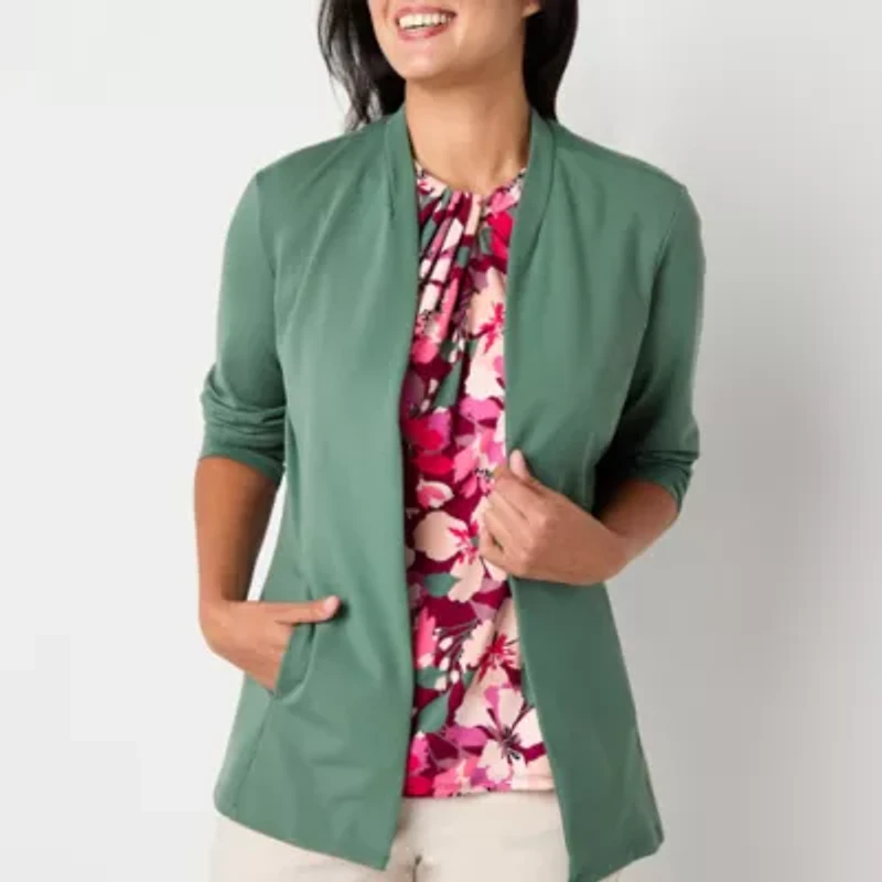 Liz Claiborne Womens Long Sleeve Open Front Cardigan