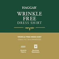 Haggar Mens Classic Fit Wrinkle Free Long Sleeve Dress Shirt