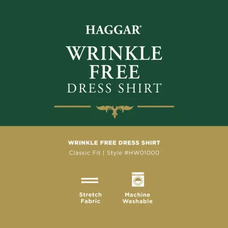 Haggar Mens Classic Fit Wrinkle Free Long Sleeve Dress Shirt