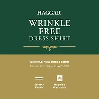 Haggar Mens Classic Fit Wrinkle Free Long Sleeve Dress Shirt