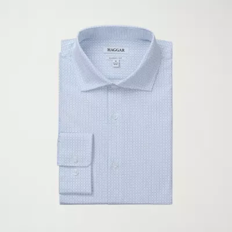 Haggar Smart Wash Mens Classic Fit Easy Care Long Sleeve Dress Shirt