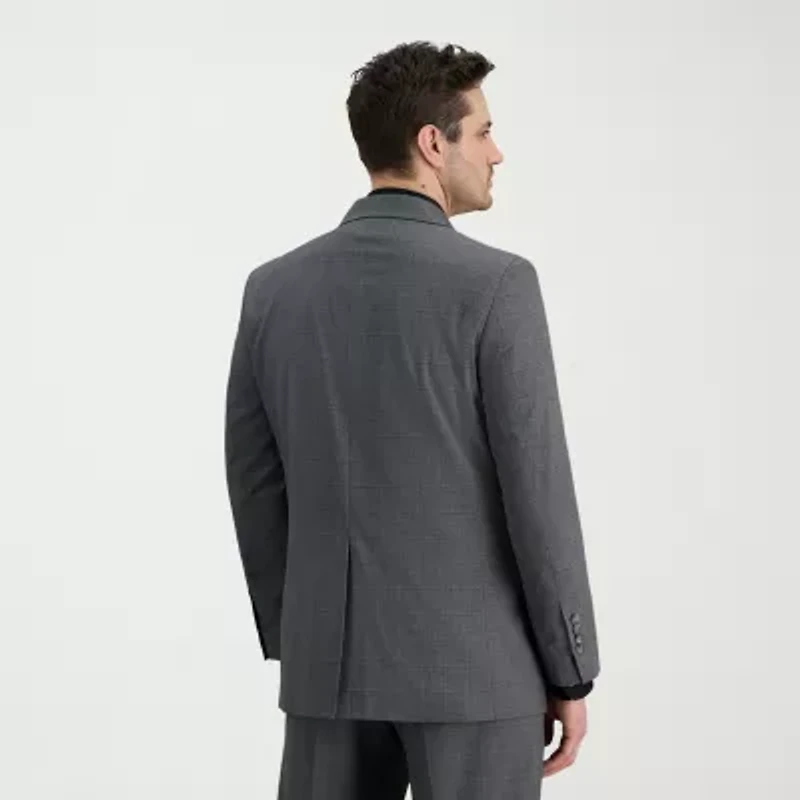 Haggar JMH Sharkskin Windowpane Mens Stretch Fabric Classic Fit Suit Jacket