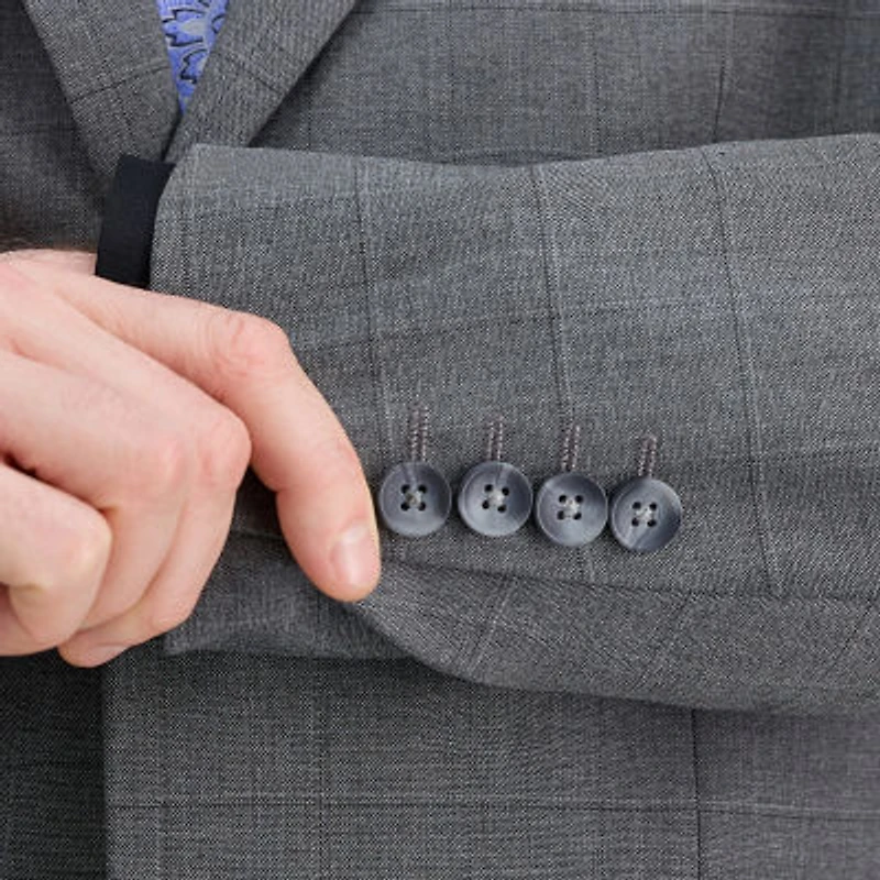 Haggar JMH Sharkskin Windowpane Mens Stretch Fabric Classic Fit Suit Jacket