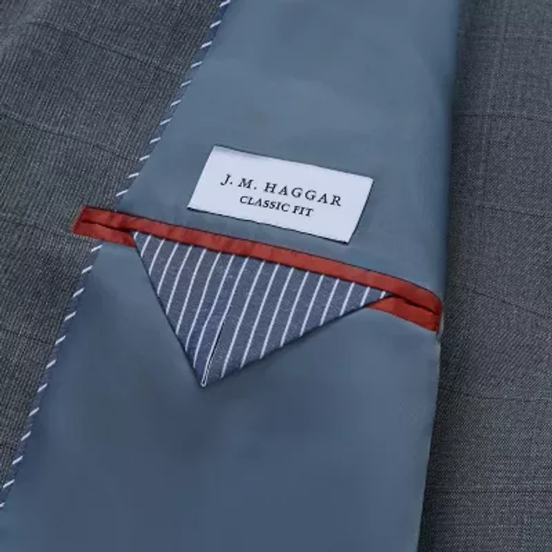 Haggar JMH Sharkskin Windowpane Mens Stretch Fabric Classic Fit Suit Jacket