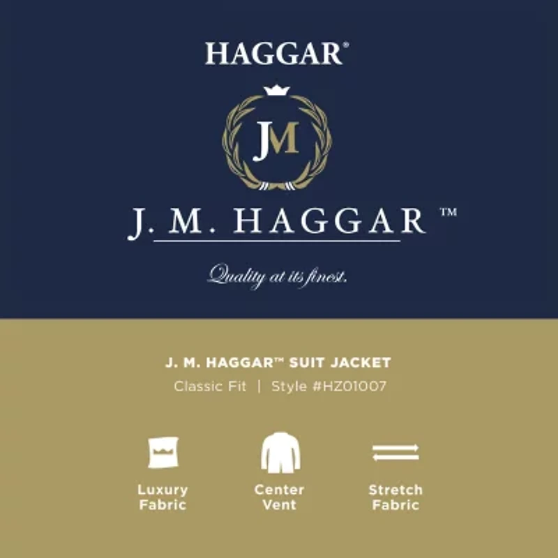 Haggar JMH Sharkskin Windowpane Mens Stretch Fabric Classic Fit Suit Jacket