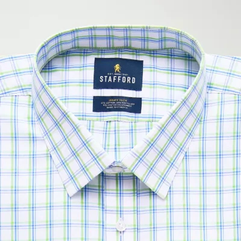 Stafford Smart Tech Big And Tall Mens Regular Fit Stretch Fabric Wrinkle Free Long Sleeve Dress Shirt