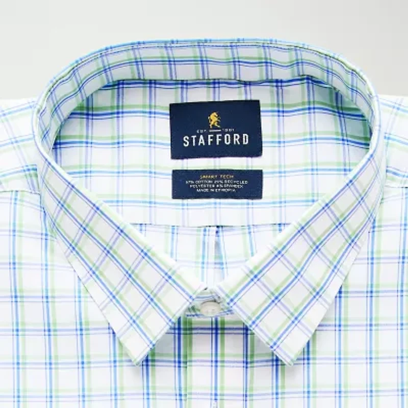 Stafford Smart Tech Big And Tall Mens Regular Fit Stretch Fabric Wrinkle Free Long Sleeve Dress Shirt