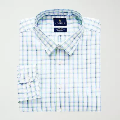 Stafford Smart Tech Big And Tall Mens Regular Fit Stretch Fabric Wrinkle Free Long Sleeve Dress Shirt