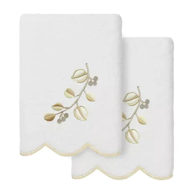 Linum Home Textiles Wild Branch Scallop 2-pc. Embellished Hand Towel