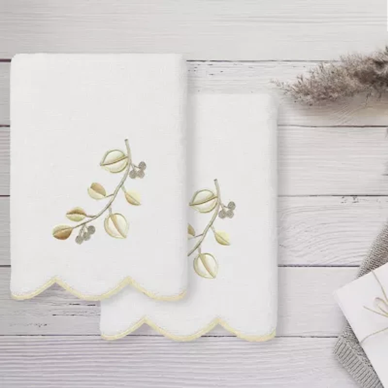 Linum Home Textiles Wild Branch Scallop 2-pc. Embellished Hand Towel