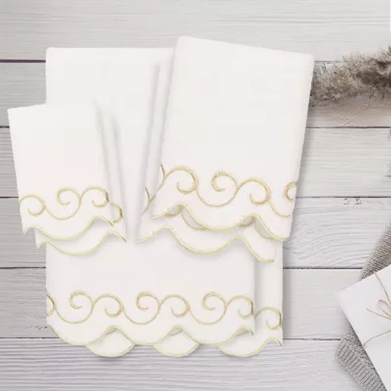 Linum Home Textiles Simplicity Scallop -pc. Quick Dry Bath Towel Set