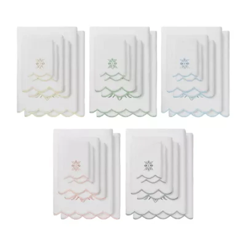 Linum Home Textiles Flower Crest Scallop -pc. Quick Dry Bath Towel Set