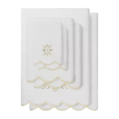 Linum Home Textiles Flower Crest Scallop -pc. Quick Dry Bath Towel Set