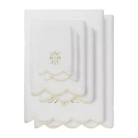 Linum Home Textiles Flower Crest Scallop -pc. Quick Dry Bath Towel Set