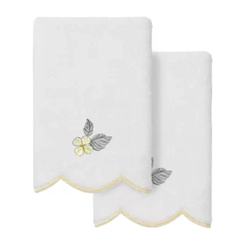 Linum Home Textiles Hydea Scallop 2-pc. Embellished Fingertip Towel