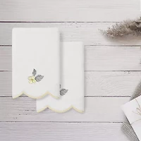 Linum Home Textiles Hydea Scallop 2-pc. Embellished Fingertip Towel