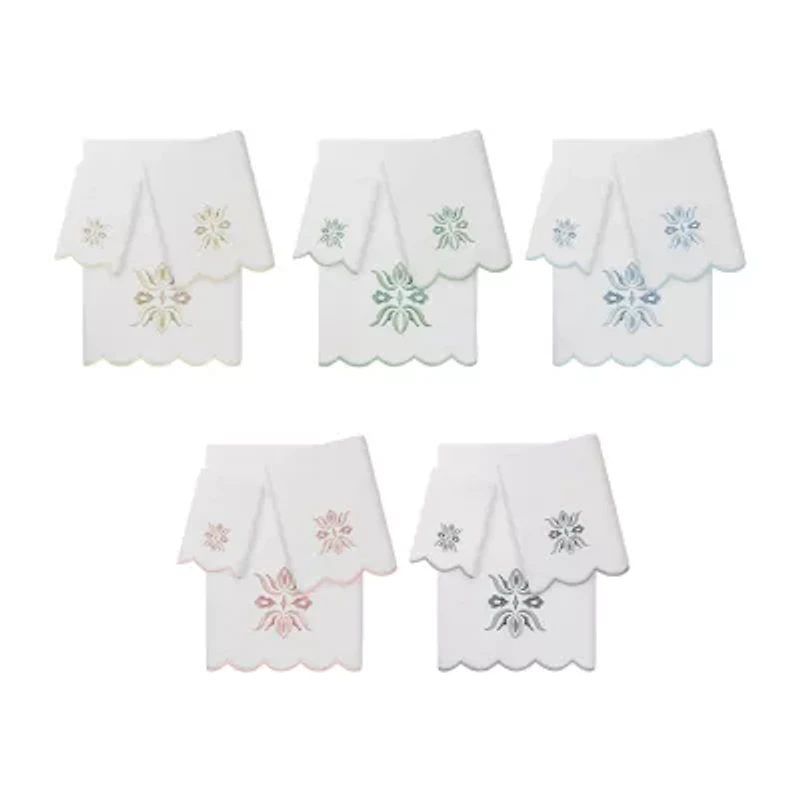 Linum Home Textiles Flower Crest Scallop 3-pc. Quick Dry Bath Towel Set