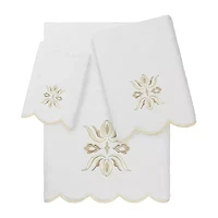 Linum Home Textiles Flower Crest Scallop 3-pc. Quick Dry Bath Towel Set