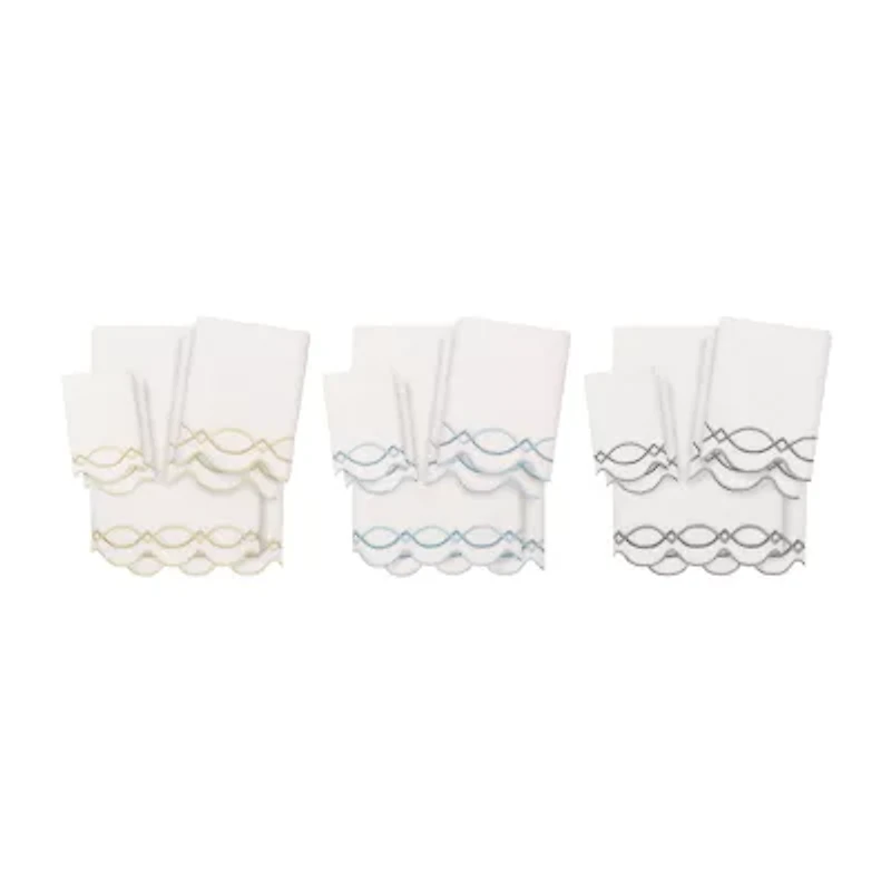 Linum Home Textiles Diamond Chain Scallop -pc. Quick Dry Bath Towel Set