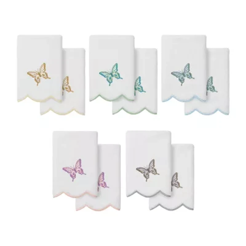 Linum Home Textiles Britney Scallop 2-pc. Embellished Fingertip Towel