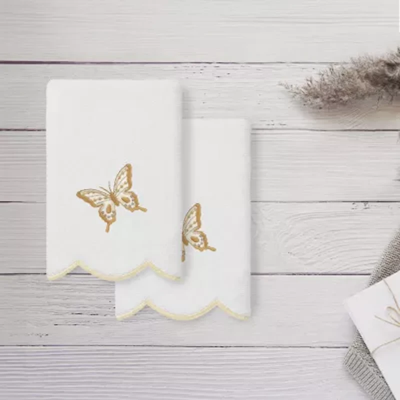 Linum Home Textiles Britney Scallop 2-pc. Embellished Fingertip Towel