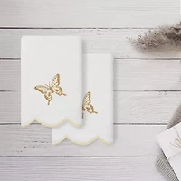 Linum Home Textiles Britney Scallop 2-pc. Embellished Fingertip Towel