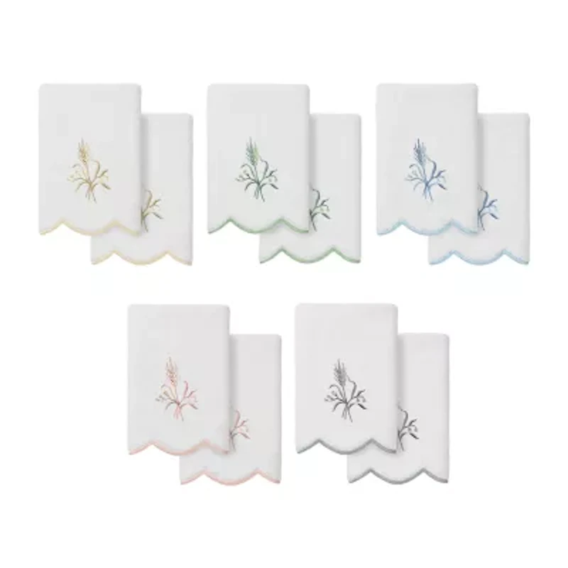 Linum Home Textiles Whitney Scallop 2-pc. Embellished Fingertip Towel