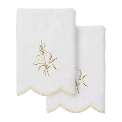 Linum Home Textiles Whitney Scallop 2-pc. Embellished Fingertip Towel