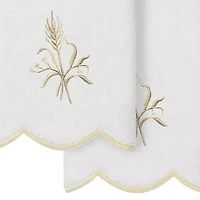 Linum Home Textiles Whitney Scallop 2-pc. Embellished Fingertip Towel