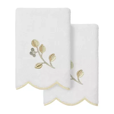 Linum Home Textiles Wild Branch Scallop 2-pc. Embellished Fingertip Towel