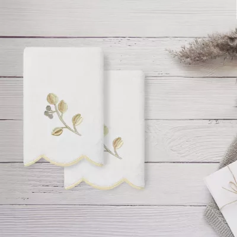 Linum Home Textiles Wild Branch Scallop 2-pc. Embellished Fingertip Towel