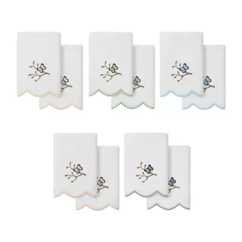 Linum Home Textiles Teresa Scallop 2-pc. Embellished Fingertip Towel