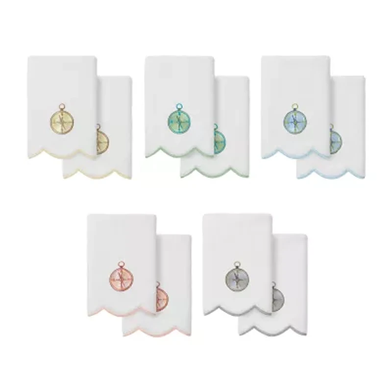 Linum Home Textiles Sea Joy Scallop 2-pc. Embellished Fingertip Towel