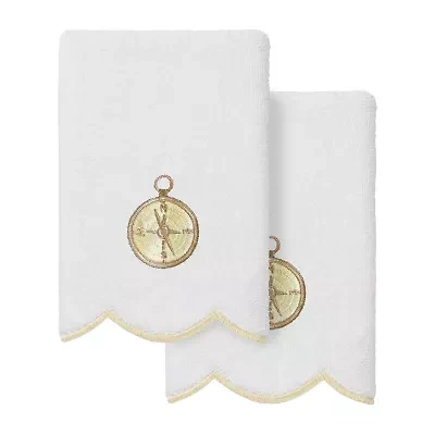 Linum Home Textiles Sea Joy Scallop 2-pc. Embellished Fingertip Towel