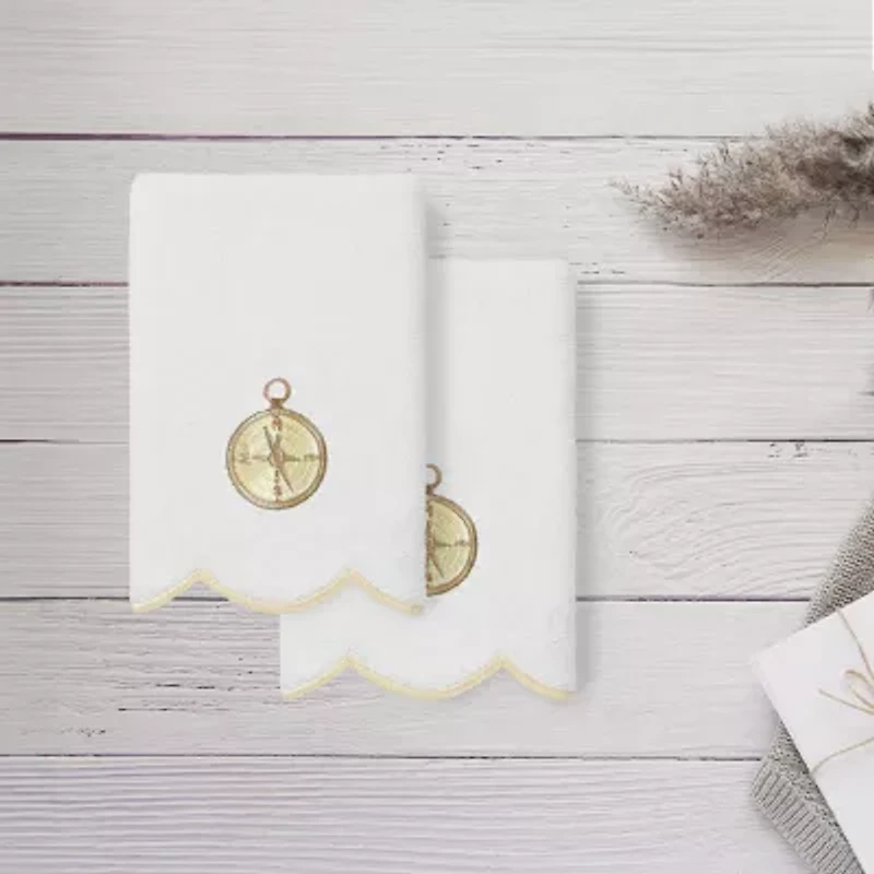 Linum Home Textiles Sea Joy Scallop 2-pc. Embellished Fingertip Towel