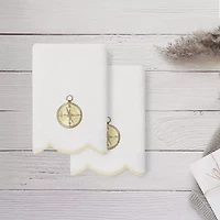 Linum Home Textiles Sea Joy Scallop 2-pc. Embellished Fingertip Towel