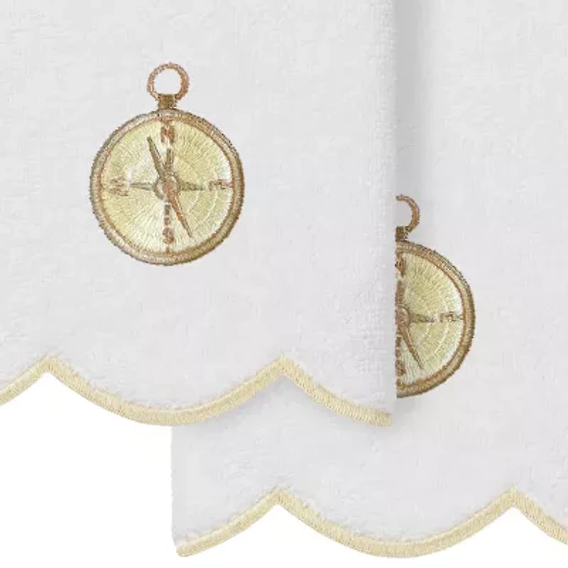 Linum Home Textiles Sea Joy Scallop 2-pc. Embellished Fingertip Towel